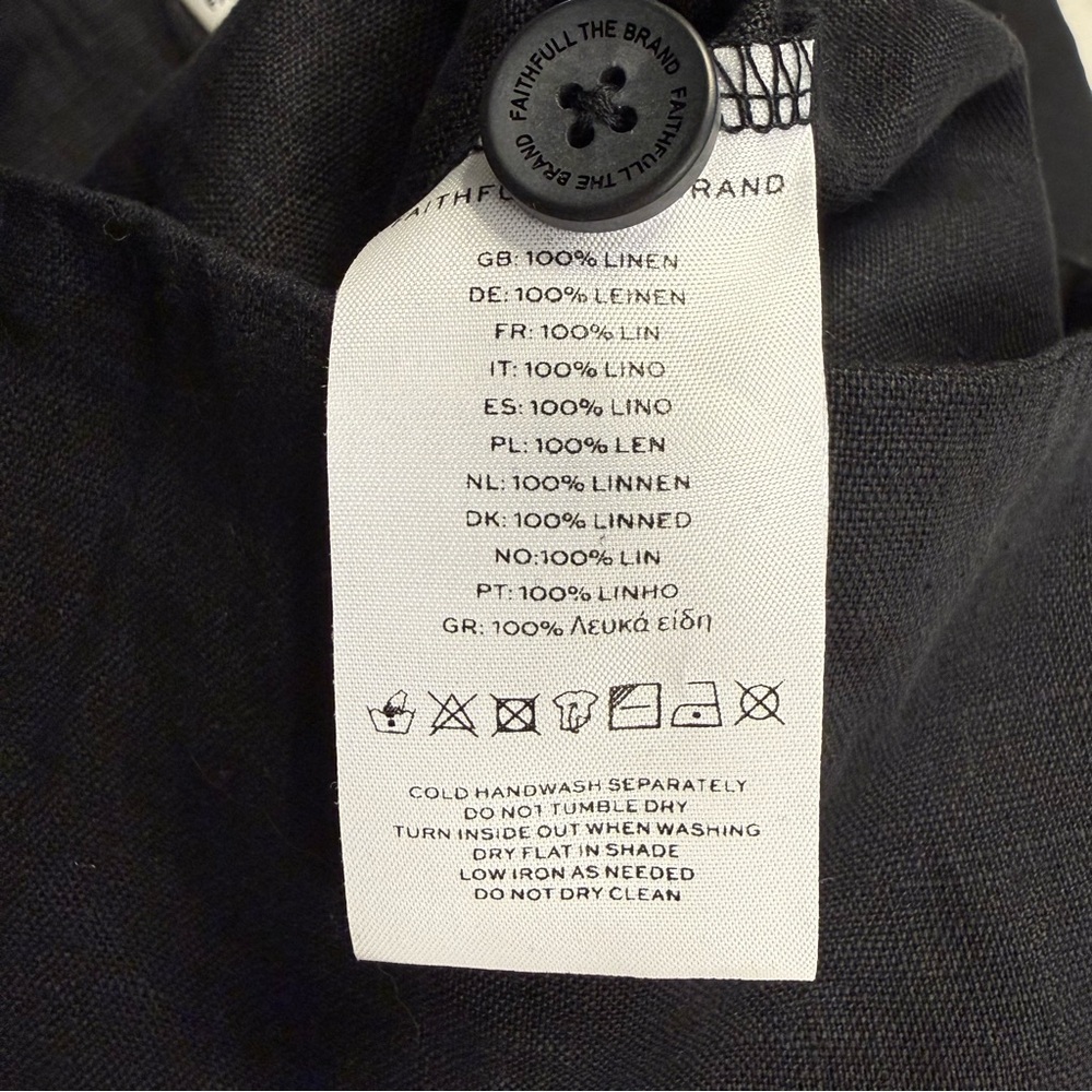 Faithfull The Brand Vincente Linen Wide Leg Pants Black NWT Medium - Picture 13 of 13